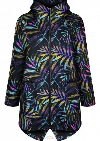 płaszcz przeciwdeszczowy, wodoodporna kurtka damska kolorowe palmy