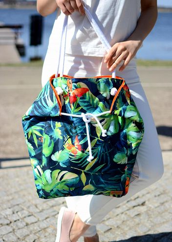 kolorowa torba miejska na zakupy, wodoodporna torba na plażę, torba w monstery i motyle