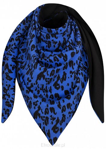 duża jesienna chusta dwustronna z bawełny kobaltowa pantera